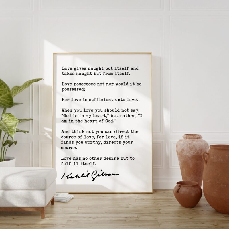 Kahlil Gibran Poem On Love Art Print - Poetry Art Print - Poems - Literary Prints - The Prophet