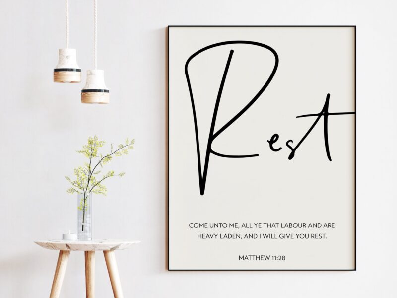 Matthew 11:28 - Come unto me, all ye that labour and are heavy laden, and I will give you rest. Art Print - Religious Scripture - Image 4