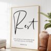 Matthew 11:28 - Come unto me, all ye that labour and are heavy laden, and I will give you rest. Art Print - Religious Scripture