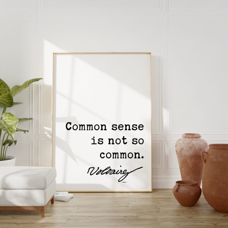 Voltaire Quote - Common sense is not so common. Art Print - Wisdom