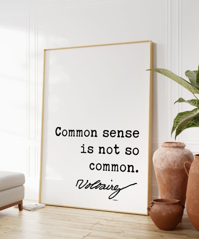 Voltaire Quote - Common sense is not so common. Art Print - Wisdom