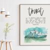 Psalm 143:8 Let the morning bring me word of your unfailing love. Art Print - Watercolor Mountain - Bible Verse - Christian  - Scripture