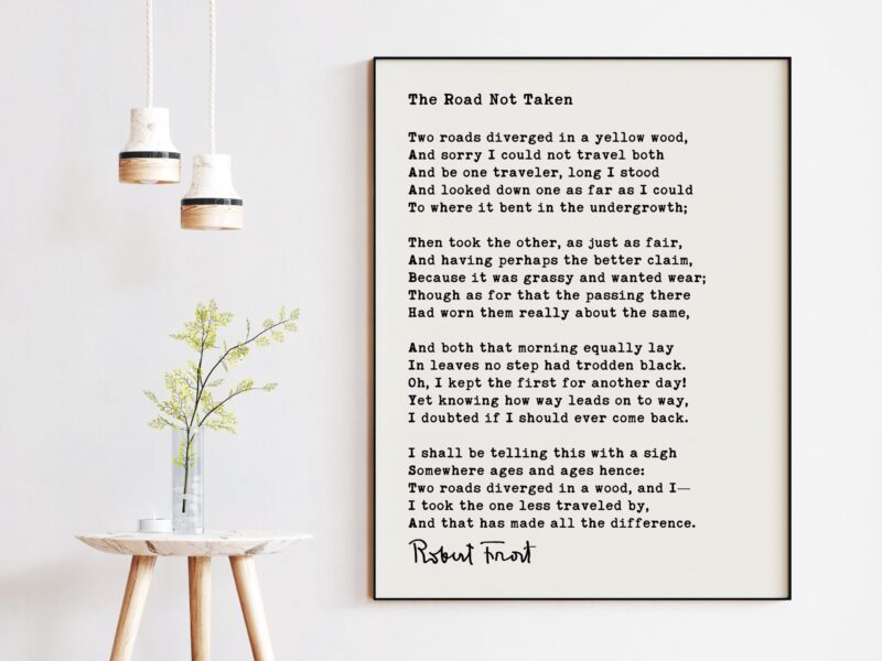 Robert Frost The Road Not Taken Poem Art Print - Two roads diverged in a wood, and I— I took the one less traveled by - Inspirational - Image 3