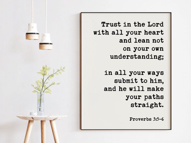 Proverbs 3:5-6 - Trust In The Lord With All Your Heart  Art Print - Faith Quotes - Religious Scripture - Bible Verse Art - Image 3