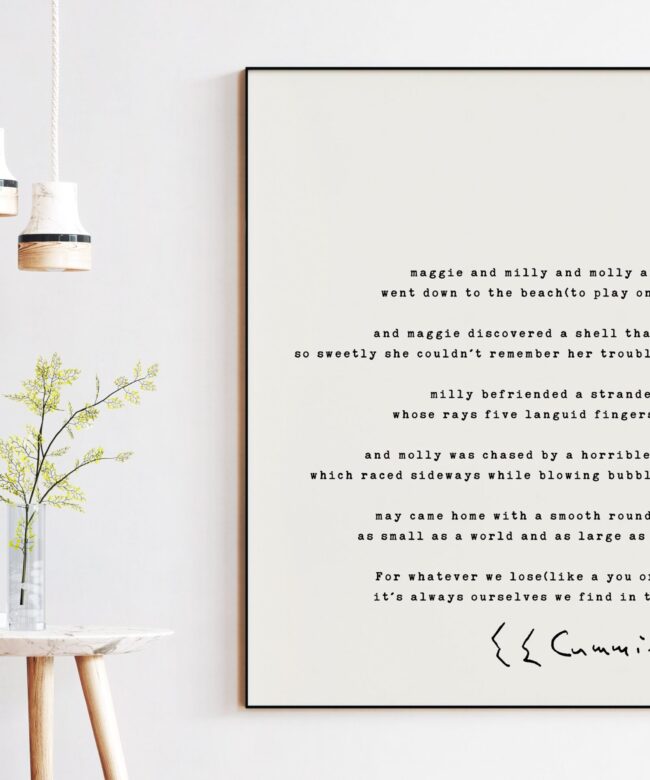 maggie and milly and molly and may. – e.e. cummings Art Print - Poetry - Sea Lovers - Ocean Poems - For whatever we lose like a you or a me