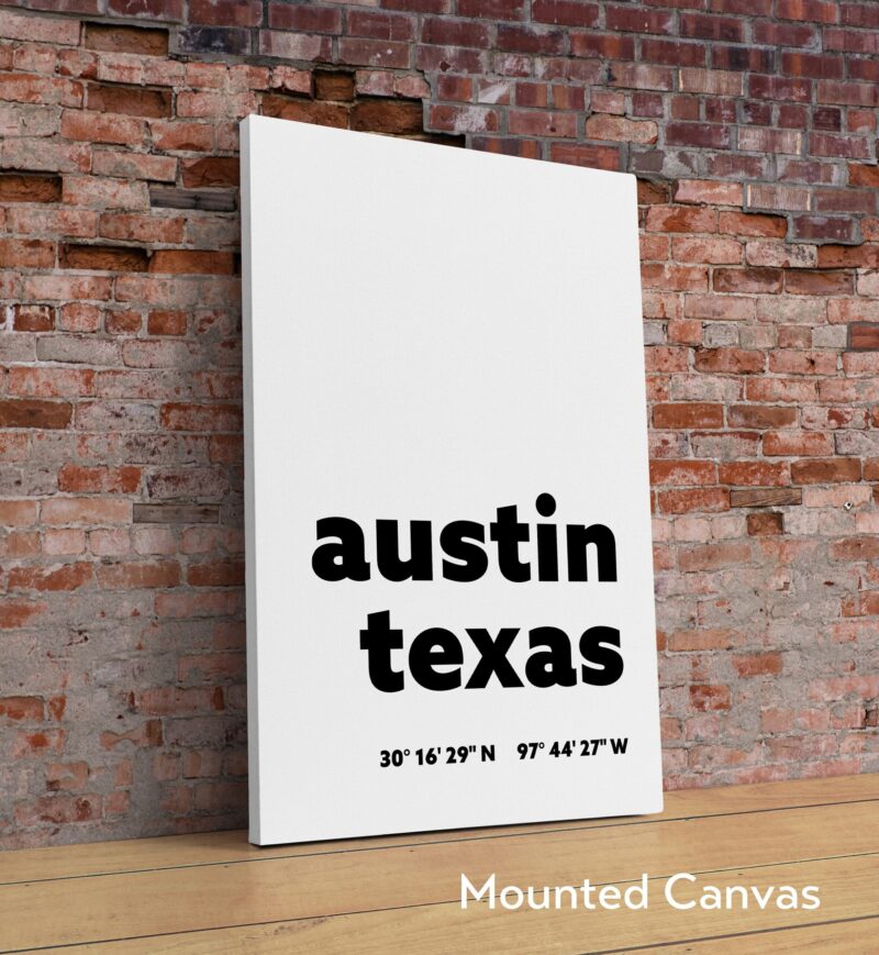 Austin Texas Minimalist GPS Typography Modern Art Print - Office Decor - Restaurant - Bar - Living Room - Dorm - Image 2