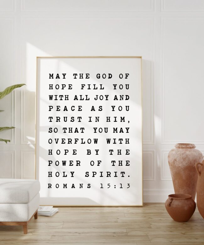 May The God of Hope Romans 15 13 Typography Art Print - Nursery - Faith - Religious - Spiritual - Inspirational - Affirmation - Wall Art