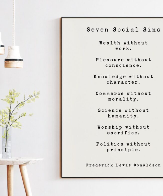 Seven Social Sins Art Print - Frederick Lewis Donaldson - Inspiration - Work - Conscience - Character - Morality - Humanity - Sacrifice