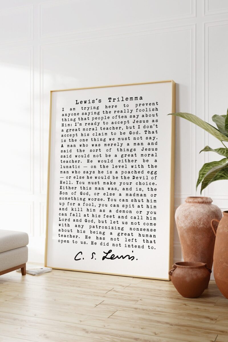 C.S. Lewis's Trilemma - Christian Quotes Art Print Liar Lunatic or Lord - Inspirational - Christianity - Apologetics - Image 3