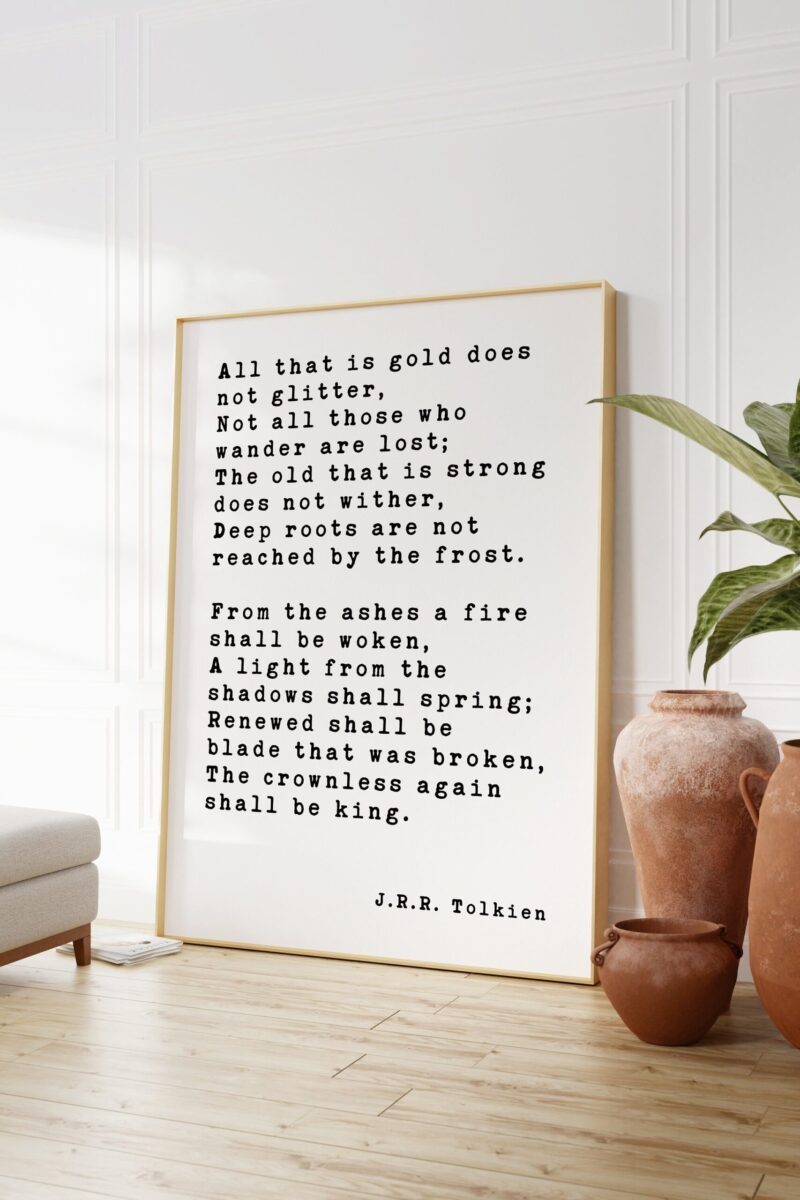 J.R.R. Tolkien Quote - All that is gold does not glitter, Not all those who wander are lost. Art Print - Inspirational - - Image 3
