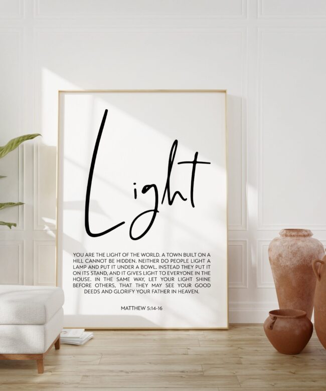 Matthew 5:14-16 You are the light of the world. Art Print - Religious Scripture - Christian - Bible Verse - Modern