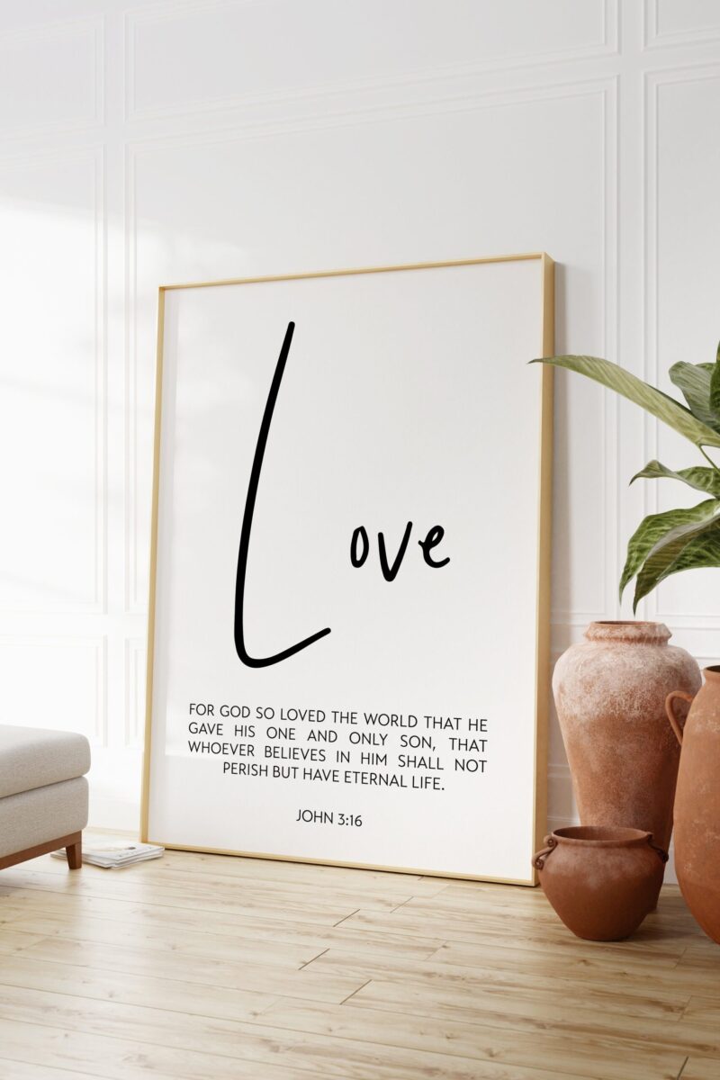 John 3:16 For God So Loved The World Art Print - Religious Scripture - Christian - Bible Verse - Modern - Image 3