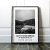 Cape Creek Bridge At Heceta Head, Oregon with GPS Coordinates Black & White Art Print - Travel - Oregon - Hwy 101 - Oregon Coast
