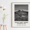 Mount Saint Helens Washington USA with GPS Coordinates Black & White Photography Art Print - Travel - Hiking - Nature - Wildflowers