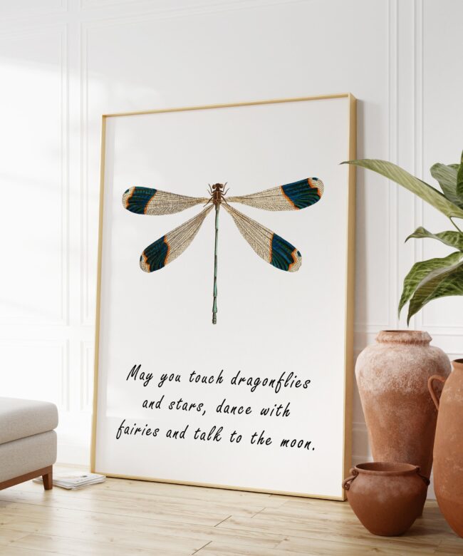Dragonfly Quote - May you touch dragonflies and stars dance with fairies and talk to the moon - Art Print - Inspirational - Nursery Art