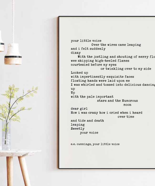 E.E. Cummings Poem - Your Little Voice Typography Art Print - Love - Wedding - Poetry