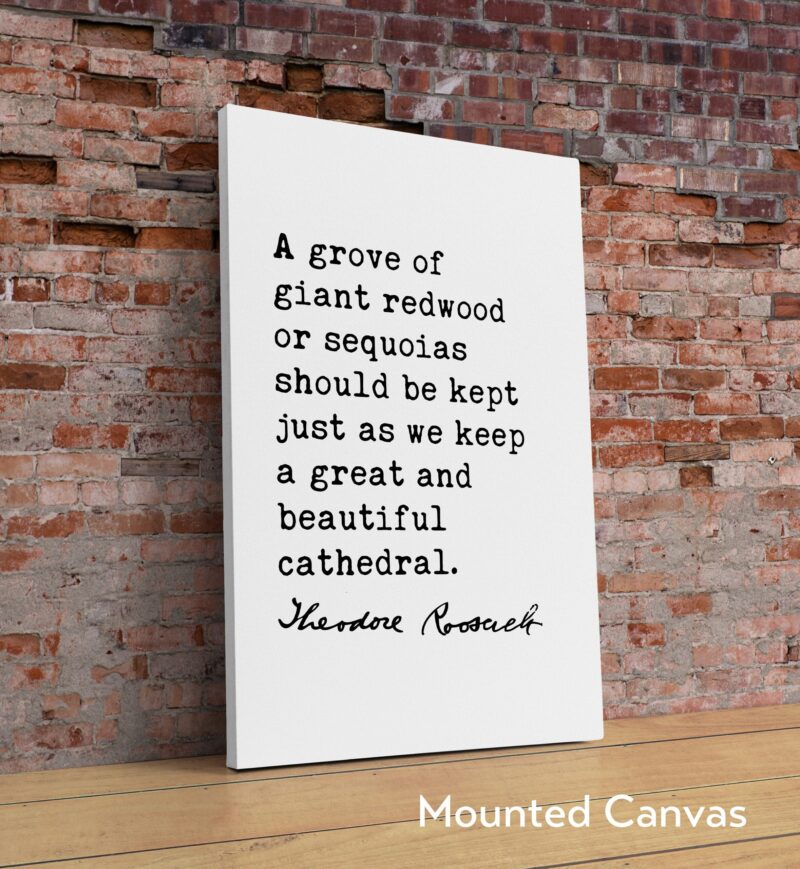 Theodore Roosevelt Quote - A grove of giant redwood or sequoias ... as we keep a great and beautiful cathedral. Art Print - Nature Lover - Image 2