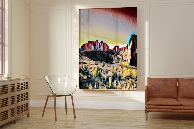 Smith Rock State Park, Oregon Digital Watercolor Art Print - PNW - Colorful - Cheerful - Oregon Nature - Travel