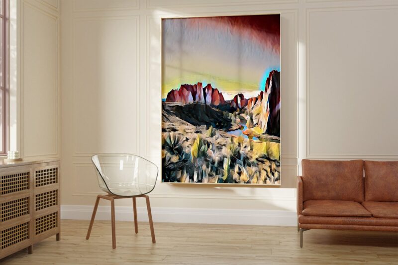 Smith Rock State Park, Oregon Digital Watercolor Art Print - PNW - Colorful - Cheerful - Oregon Nature - Travel - Image 3