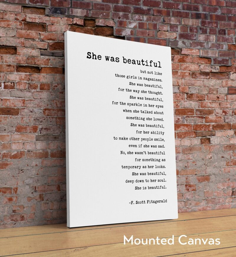 She was beautiful But Not Like Those Girls in Magazines by F. Scott Fitzgerald Quote Typography Print - Wall Decor - Minimalist Decor - Image 2