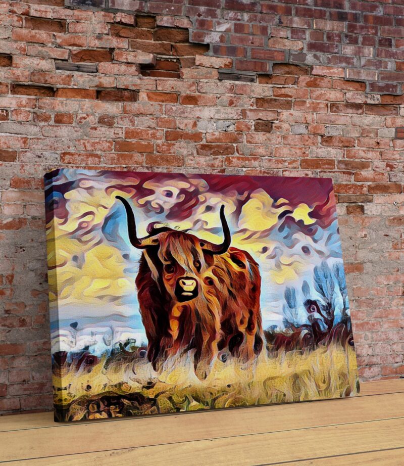 Highland Cow Digitally Created Pop Art Print - Farmhouse - Wall Decor - Kitchen - Living Room - Nursery - Colorful Art - Image 2