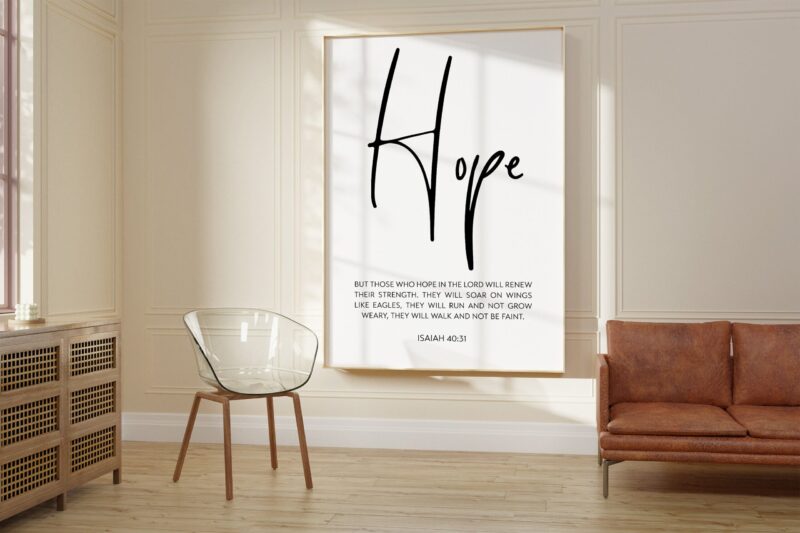 Isaiah 40:31 -  But those who hope in the Lord will renew their strength... Typography Art Print - Hope - Bible Verse - Uplifting -  Inspire - Image 3