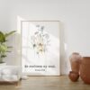 Psalm 23 He Restores My Soul Typography Art Print with Wildflowers - Christian - Scripture - Bible Verse -  Inspirational - Faith