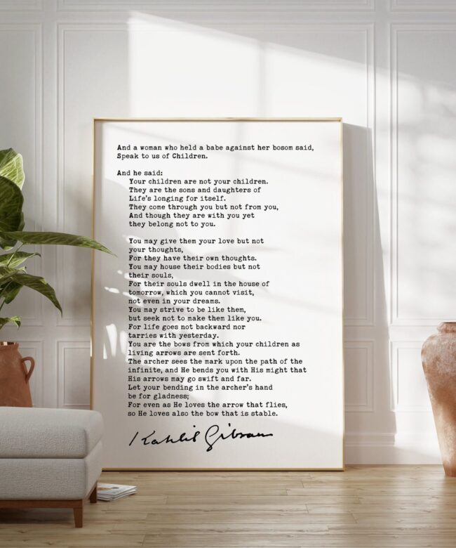 Kahlil Gibran Poem On Children Art Print - Poetry Art Print - Poems - Literary Prints - The Prophet