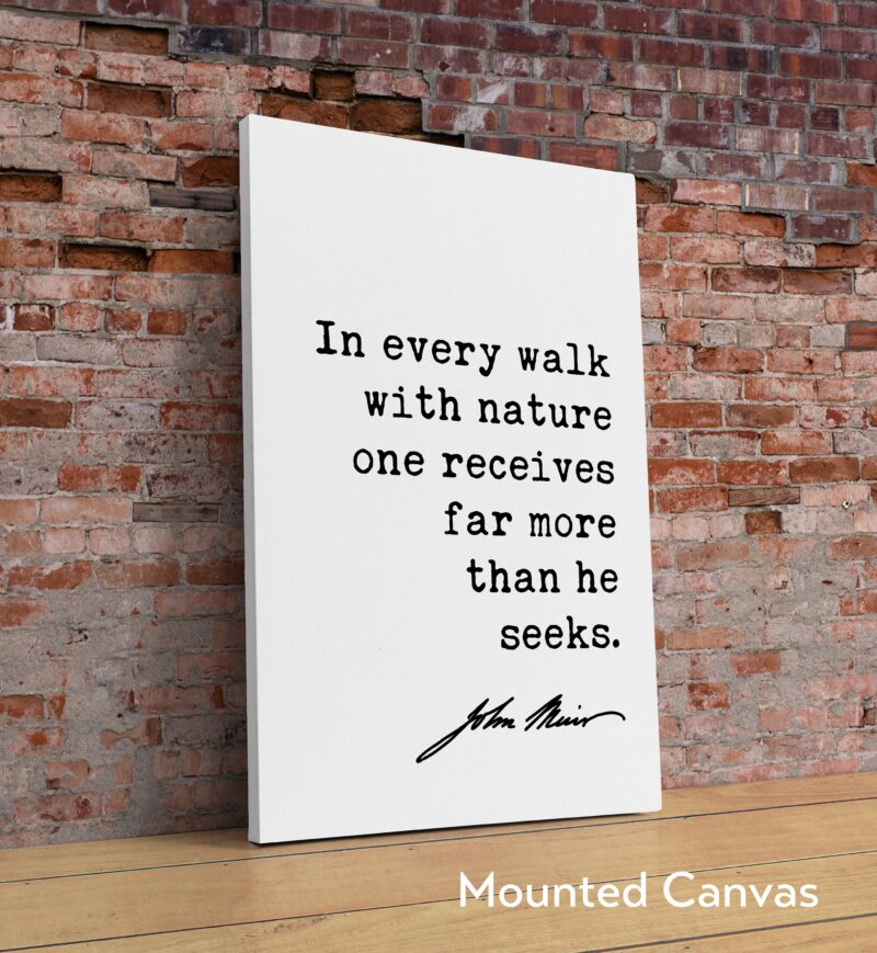 In every walk with nature one receives far more than he seeks. - John Muir Quote Art Print