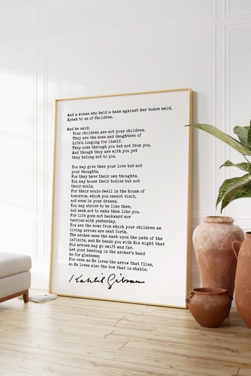 Kahlil Gibran Poem On Children Art Print - Poetry Art Print - Poems - Literary Prints - The Prophet - Image 3