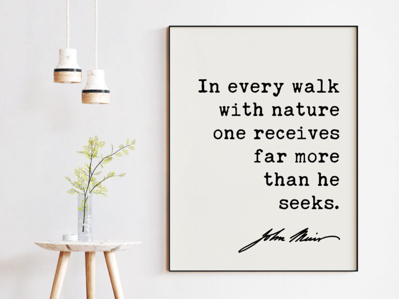 In every walk with nature one receives far more than he seeks. - John Muir Quote Art Print - Image 3