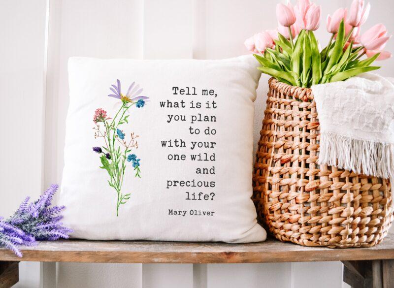 Tell me, what is it you plan to do with your one wild and precious life? Mary Oliver  - Premium Pillow - Home Decor - Inspirational
