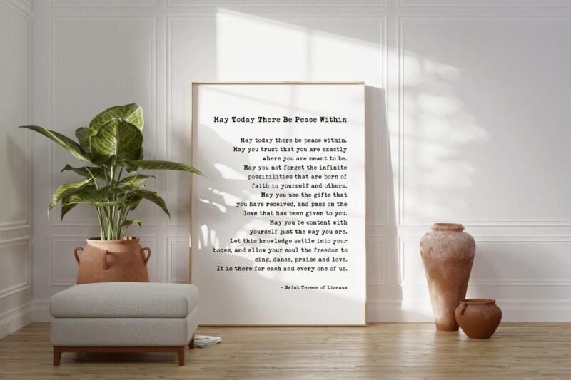 May today there be peace within. Saint Terese of Liseaux Typography Art Print - Home Wall Decor - Minimalist Decor - Inspirational Quote - Image 3