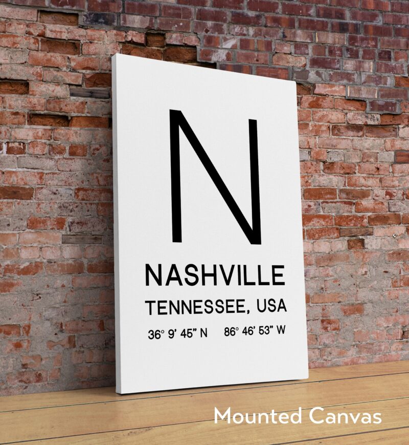 Nashville Tennessee with GPS Coordinates Typography Print - Home Wall Decor - Minimalist Decor - Office Decor - Living Room - Dorm Decor