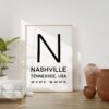 Nashville Tennessee with GPS Coordinates Typography Print - Home Wall Decor - Minimalist Decor - Office Decor - Living Room - Dorm Decor