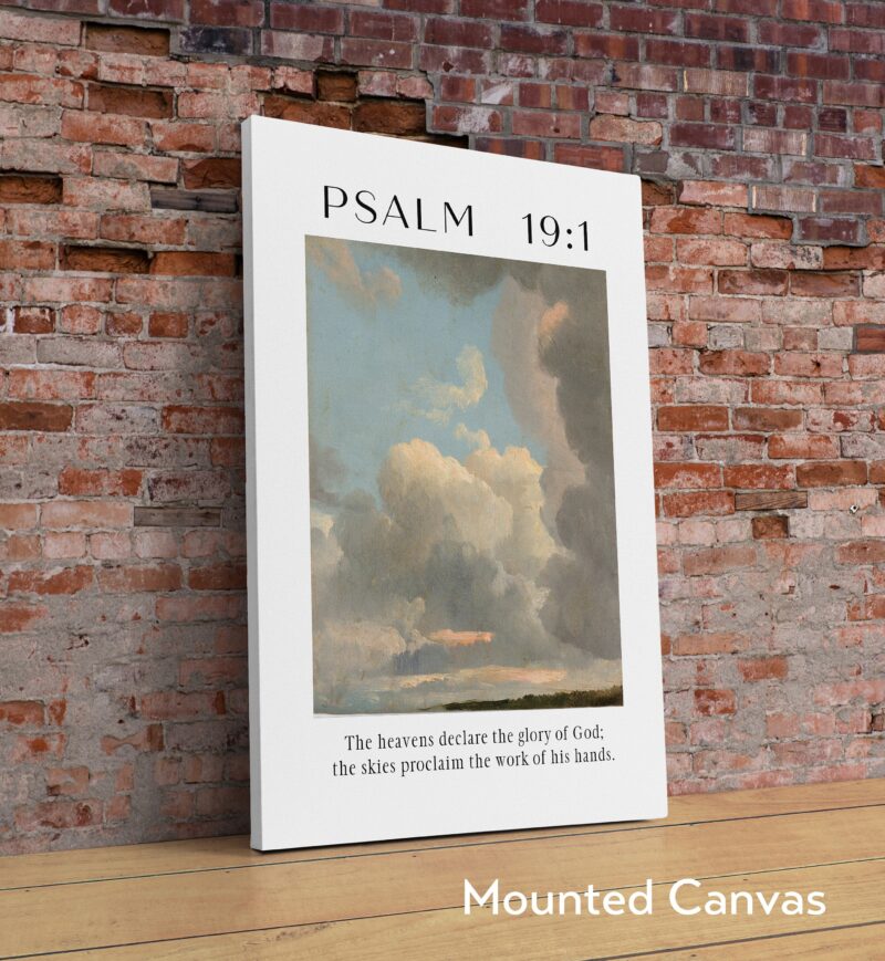Psalm 19:1 The heavens declare the glory of God. Typography Art Print - Typography - Christian - Scripture - Cloud Study John Constable