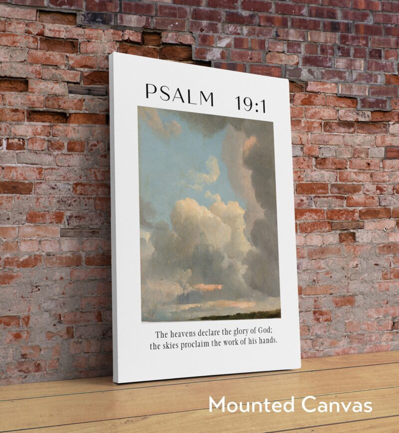 Psalm 19:1 The heavens declare the glory of God. Typography Art Print - Typography - Christian - Scripture - Cloud Study John Constable - Image 2