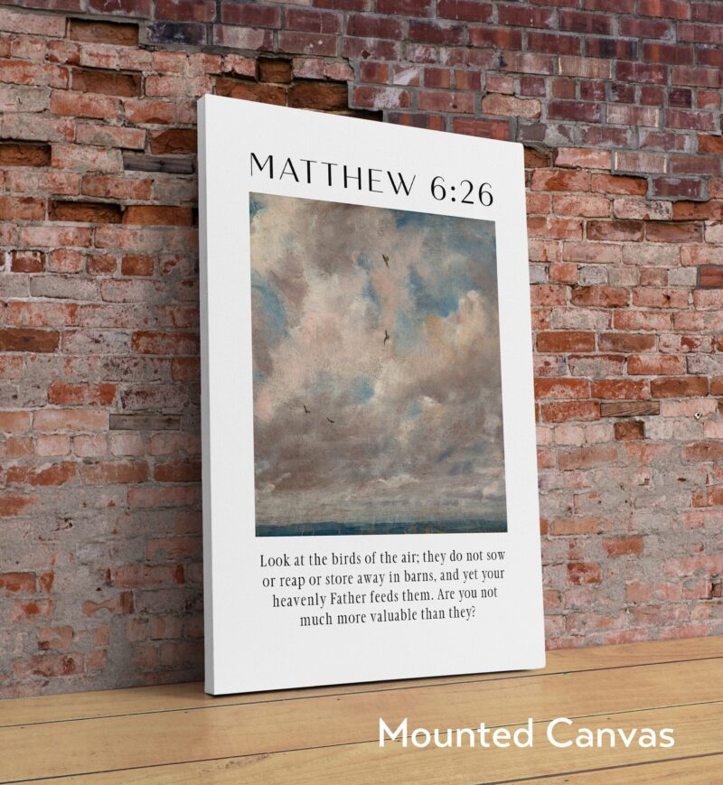 Matthew 6:26 - Look at the birds of the air; they do not sow or reap or store away in barns. Typography Art Print -  John Constable - Image 2