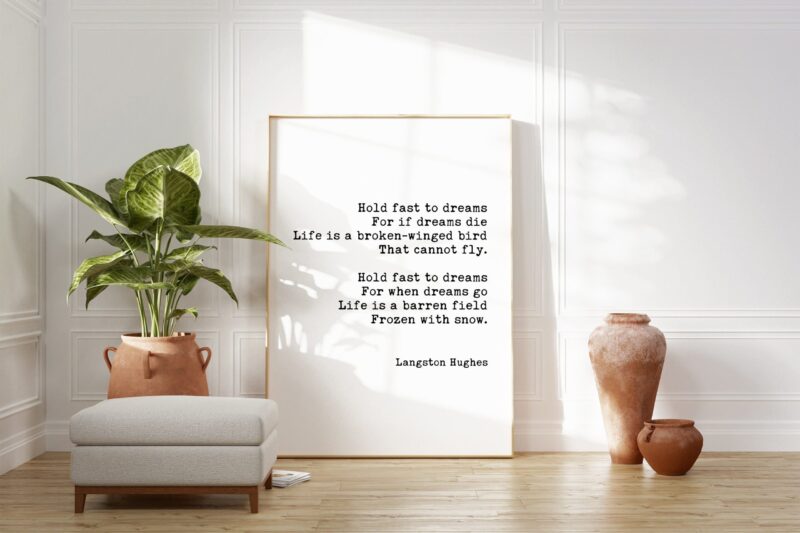 Langston Hughes Poem - Dreams - Hold Fast to Dreams Typography Art Print