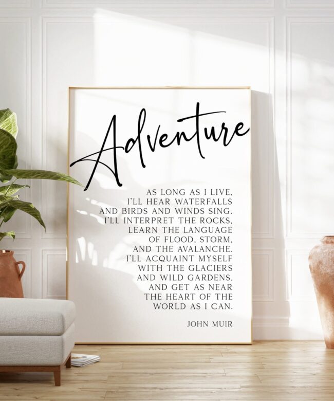 John Muir Quote - As Long As I Live - Typography Wall Art - Adventure - Nature Lover - Gift - Conservationist - Environmentalist - Hiker