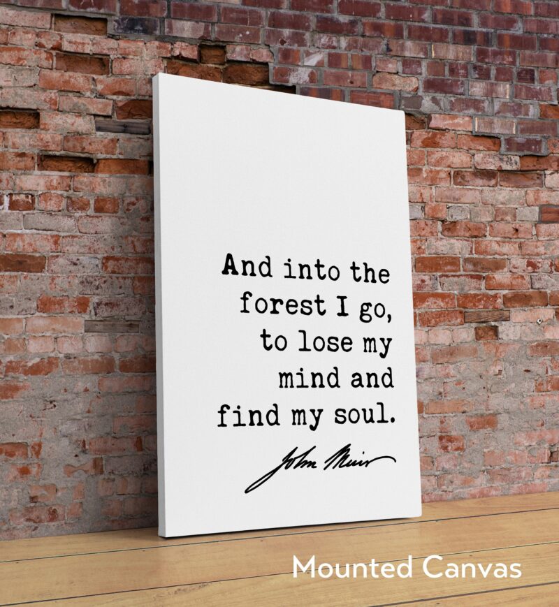 And into the forest I go, to lose my mind and find my soul. John Muir Quote Art Print - Nature Lover - Environmentalist - John Muir Quote