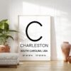 Charleston, South Carolina with GPS Coordinates Typography Art Print - Office - Home Decor - Restaurant - Apartment - Condo - Gift Ideas