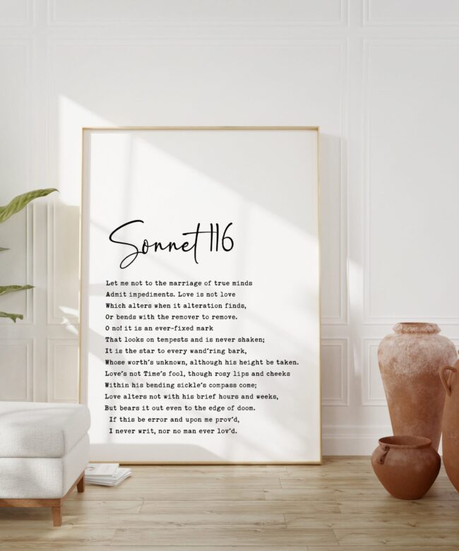 William Shakespeare Sonnet 116 Typography Art Print - Wedding Gift - Anniversary Gift - Let me not to the marriage of true minds.