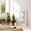 Though She Be But Little, She is Fierce Black and White Print - Shakespeare Quotes Home Wall Decor - A Midsummer Night's Dream - Minimalist