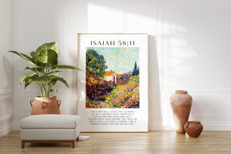 Isaiah 58:11 - The Lord will guide you always; he will satisfy your needs ... Art Print - Featuring Landscape 1925-1928 - Vincent Van Gogh - Image 3