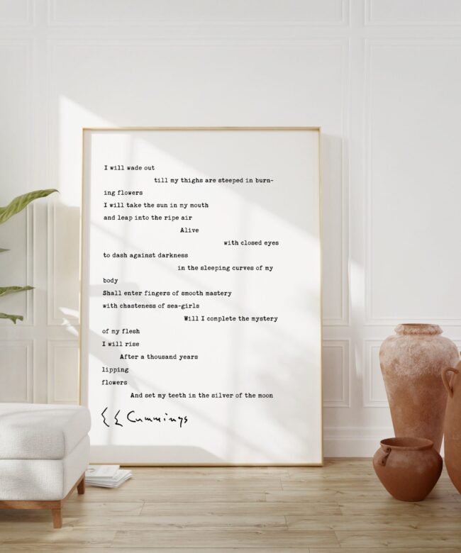Crepuscule (I Will Wade Out) by E. E. Cummings Typography Art Print