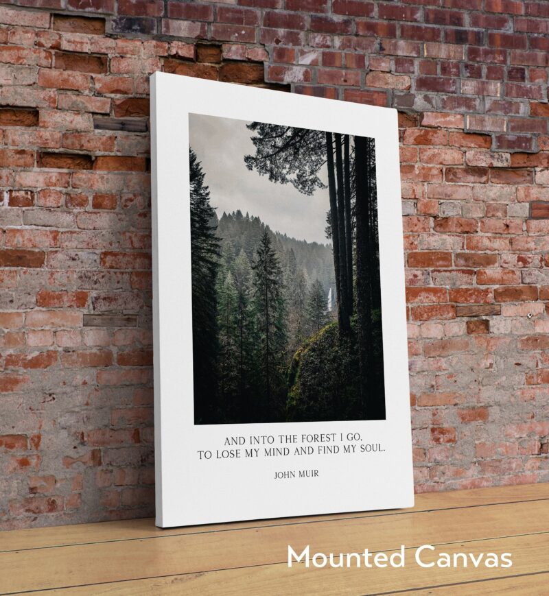 John Muir Quote - And into the forest I go, to lose my mind and find my soul. Art Print - Oregon Evergreen Forest - Silver Falls State Park