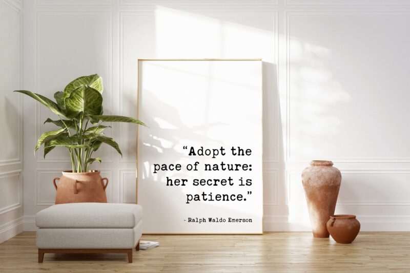 Adopt the pace of nature: her secret is patience. - Ralph Waldo Emerson Typography Print - Nature Lover - Hiker - Inspirational - Gift Ideas - Image 3