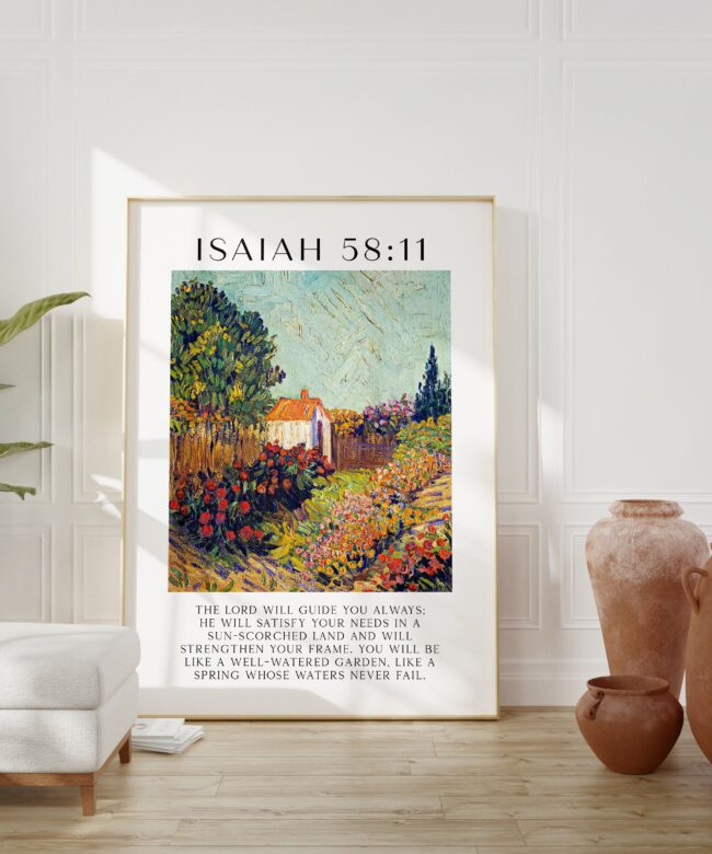 Isaiah 58:11 - The Lord will guide you always; he will satisfy your needs ... Art Print - Featuring Landscape 1925-1928 - Vincent Van Gogh