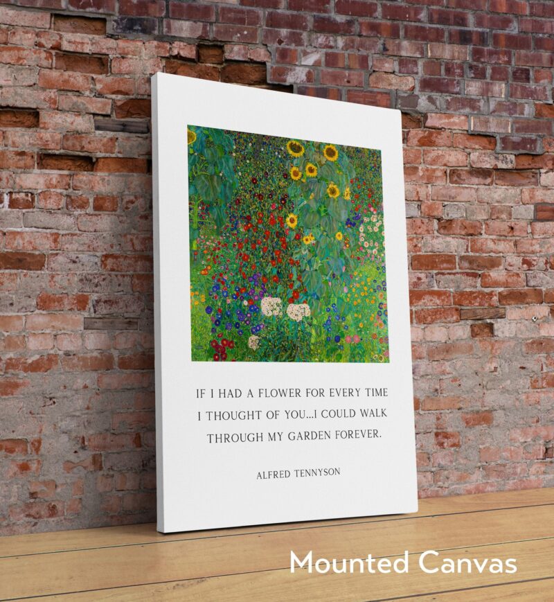 Alfred Tennyson Quote - If I Had a Flower for Every Time I Thought of You Typography Wall Art - Gustav Klimt's Farm Garden with Sunflowers - Image 2